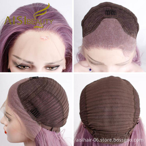 Aisi Beauty Wholesale Cheap Vendor Purple Curly Wave Wig Long Wavy Lace Frontal Synthetic Hair For Black Women Lace Front Wig
